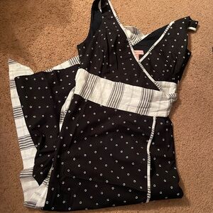 Vintage Bandolino Wrap Around Black and White Polka Dot Dress